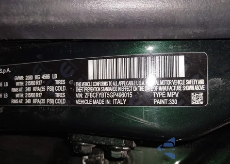 2016 Fiat 500X Easy из США, поврежденный, VIN ZFBCFYBT5GP496015